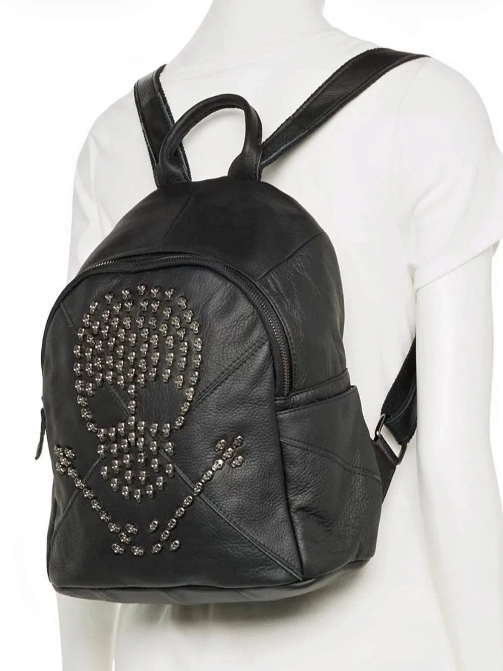AmeriLeather Leather Skull Backpack in Black NWT
